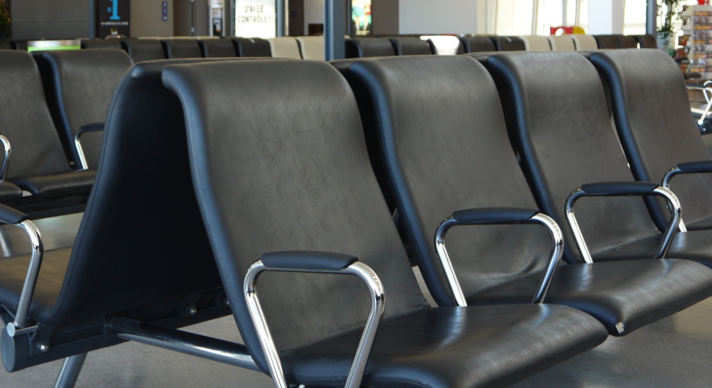 Airport chairs in a waiting room