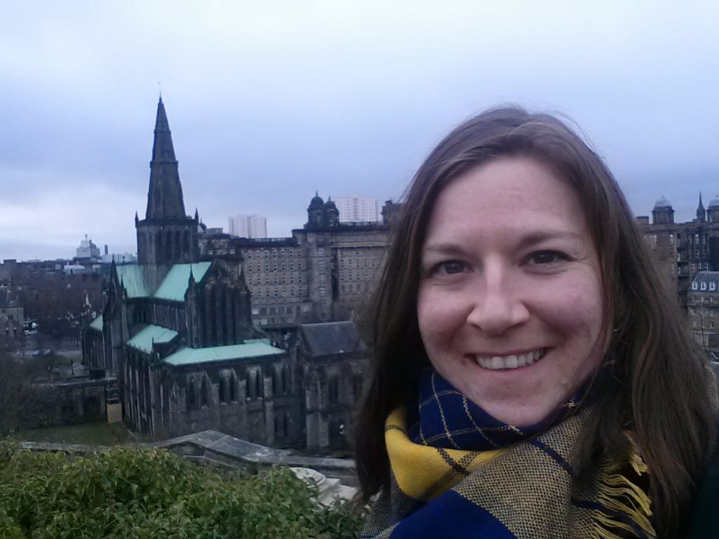 selfie in front of the Glasgow Cathedral