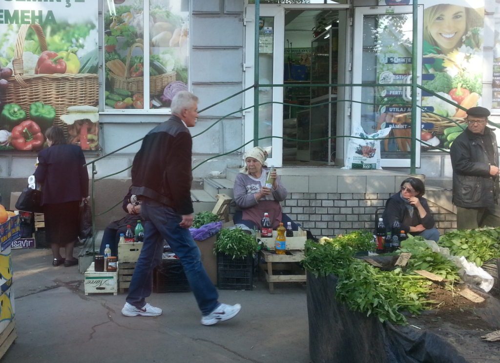 Locals selling stuff on the sidewalk