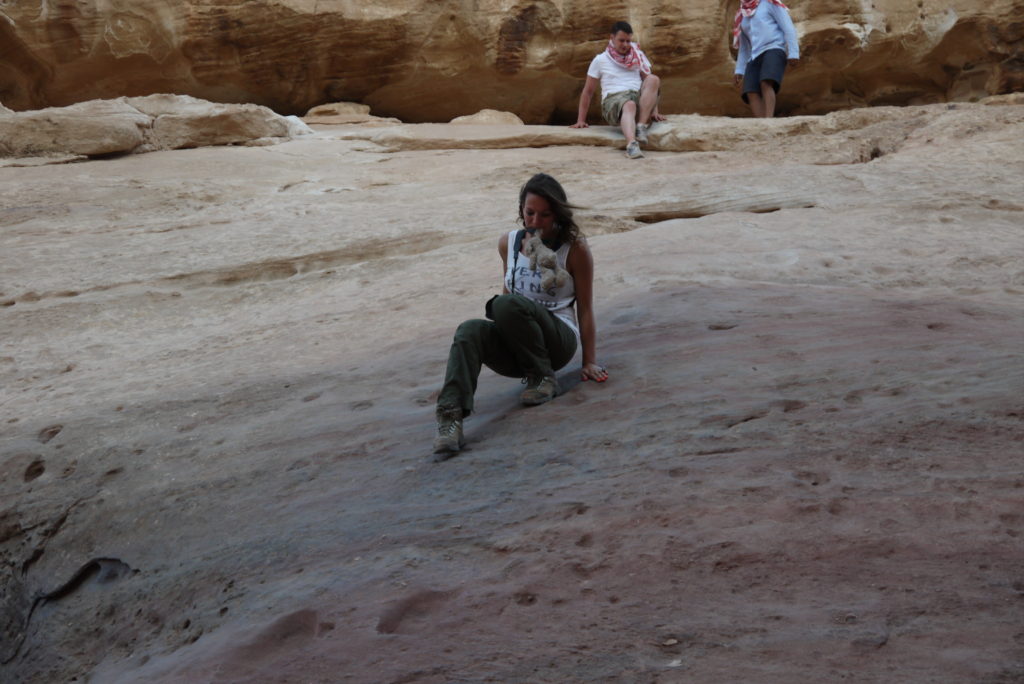 Candy, with her efficient technique to come back down the rock bridge