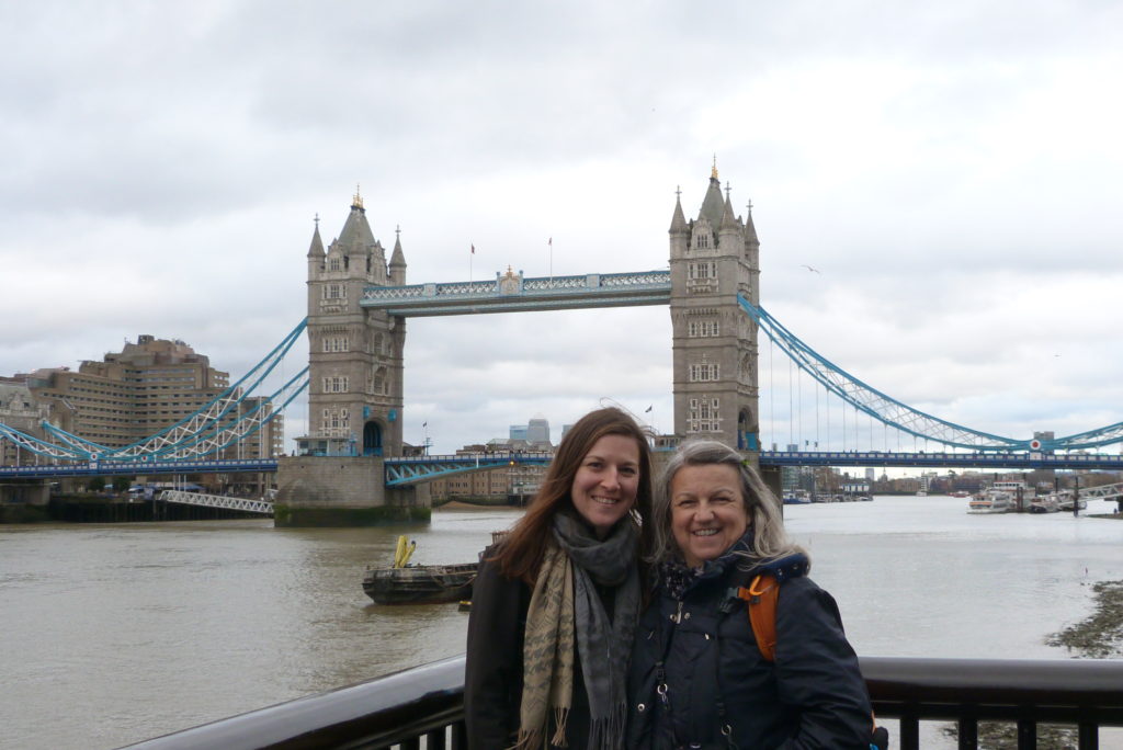 Mother and daughter, with lovely Tower Bridge in the background